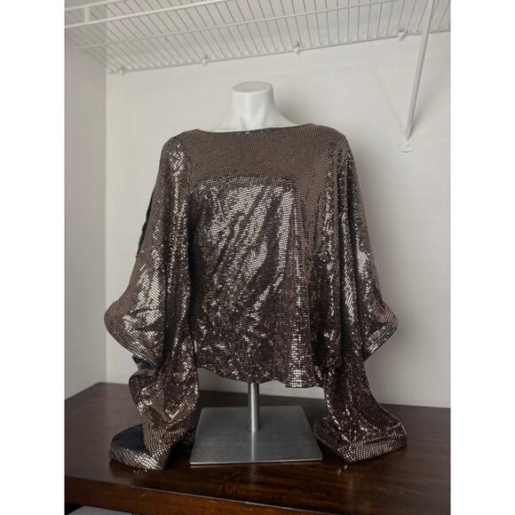 ASOPH Gold Sequin Dramatic Top with Long Sleeves Size 3X - Picture 3 of 13